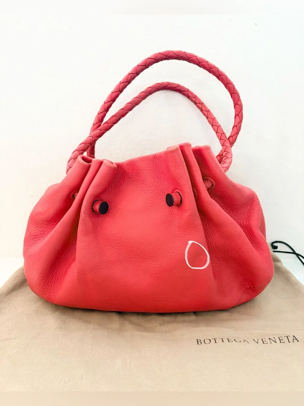 Auth BOTTEGA VENETA Coral Medium Hobo Intreciatto Leather Bag